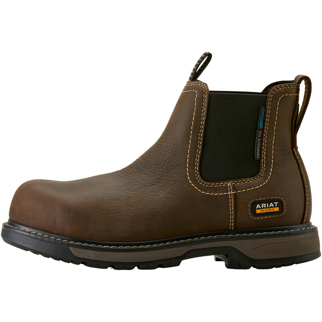 2025 Ariat Womens Riveter Chelsea Waterproof Composite Toe Work Boot 10063812 - Dark Brown
